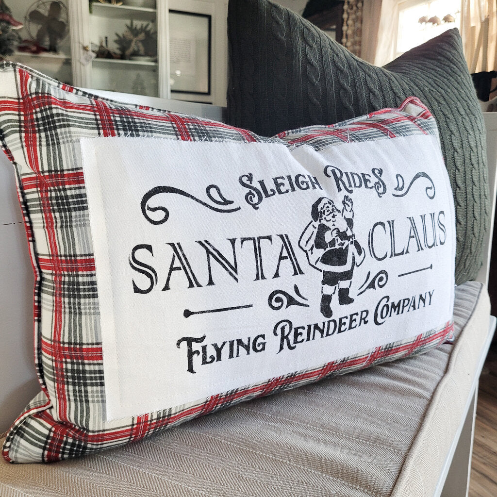 SANTAS SLIEGH RIDE LUMBAR PILLOW (2 OPTIONS)