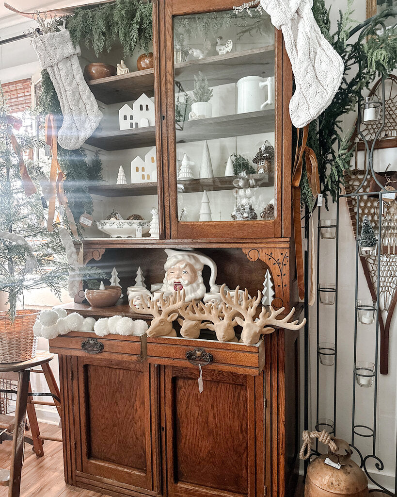 ANTIQUE 2PC WOOD HUTCH